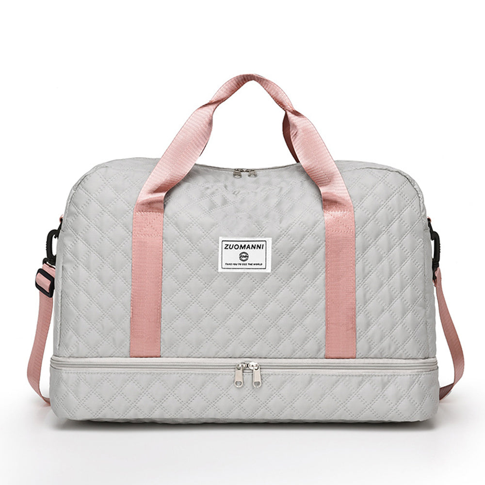 Large Capacity Travel Duffel Bag Versatile Shoe Compartment Tote Bag Grey