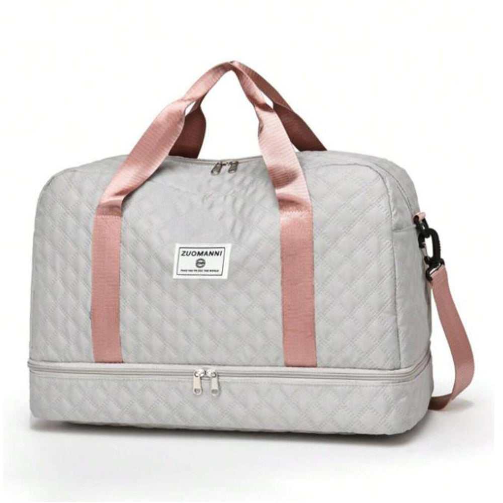 Large Capacity Travel Duffel Bag Versatile Shoe Compartment Tote Bag Grey