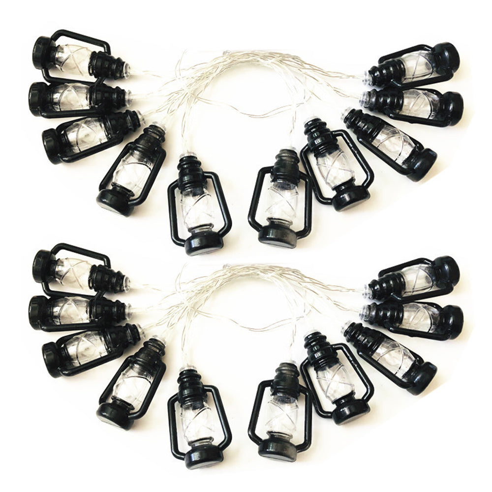 20 LED Black Retro Oil Lamp Battery Powered Outdoor Lantern String Lights