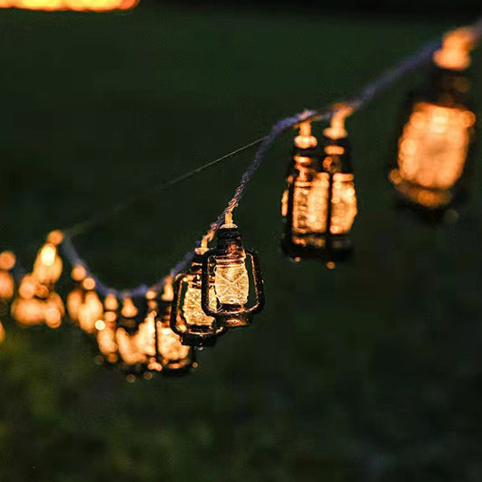 40 LED Black Retro Oil Lamp Battery Powered Outdoor Lantern String Lights