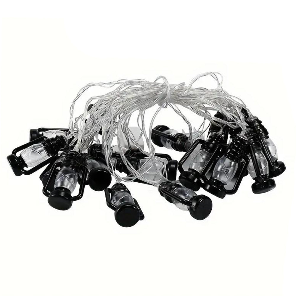 40 LED Black Retro Oil Lamp Battery Powered Outdoor Lantern String Lights