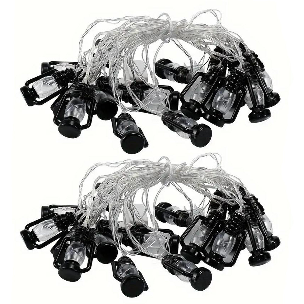 80 LED Black Retro Oil Lamp Battery Powered Outdoor Lantern String Lights