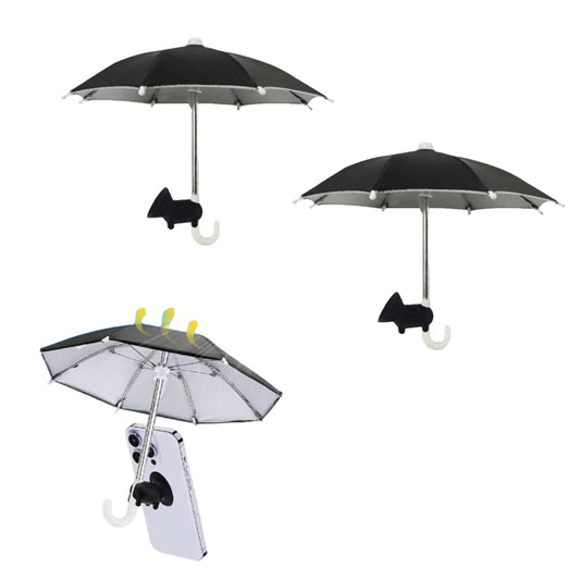 2Pcs Phone Umbrella Stand with Suction Cup Adjustable Piggy Sun Shade Black