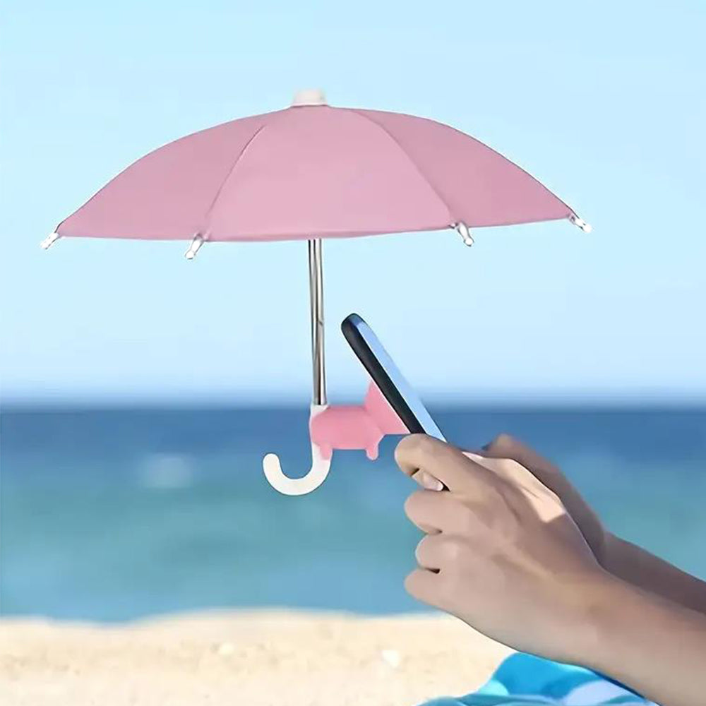 2Pcs Phone Umbrella Stand with Suction Cup Adjustable Piggy Sun Shade Pink