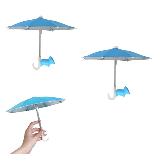 2Pcs Phone Umbrella Stand with Suction Cup Adjustable Piggy Sun Shade Blue