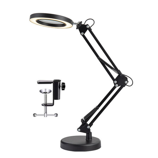 5X Magnifying Glass with LED Light Clip on Magnifier with Desk Stand Black