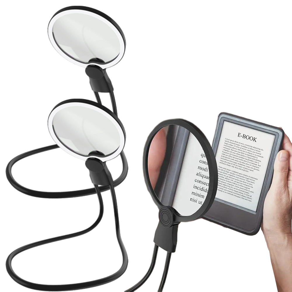 2Pcs Gooseneck Magnifier 3X Hands Free Neck Wear Magnifying Glass with Light