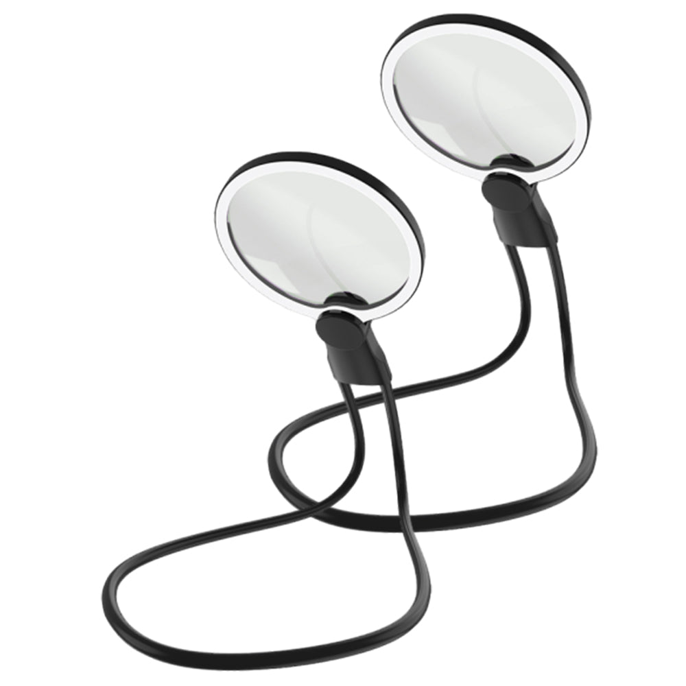 2Pcs Gooseneck Magnifier 3X Hands Free Neck Wear Magnifying Glass with Light