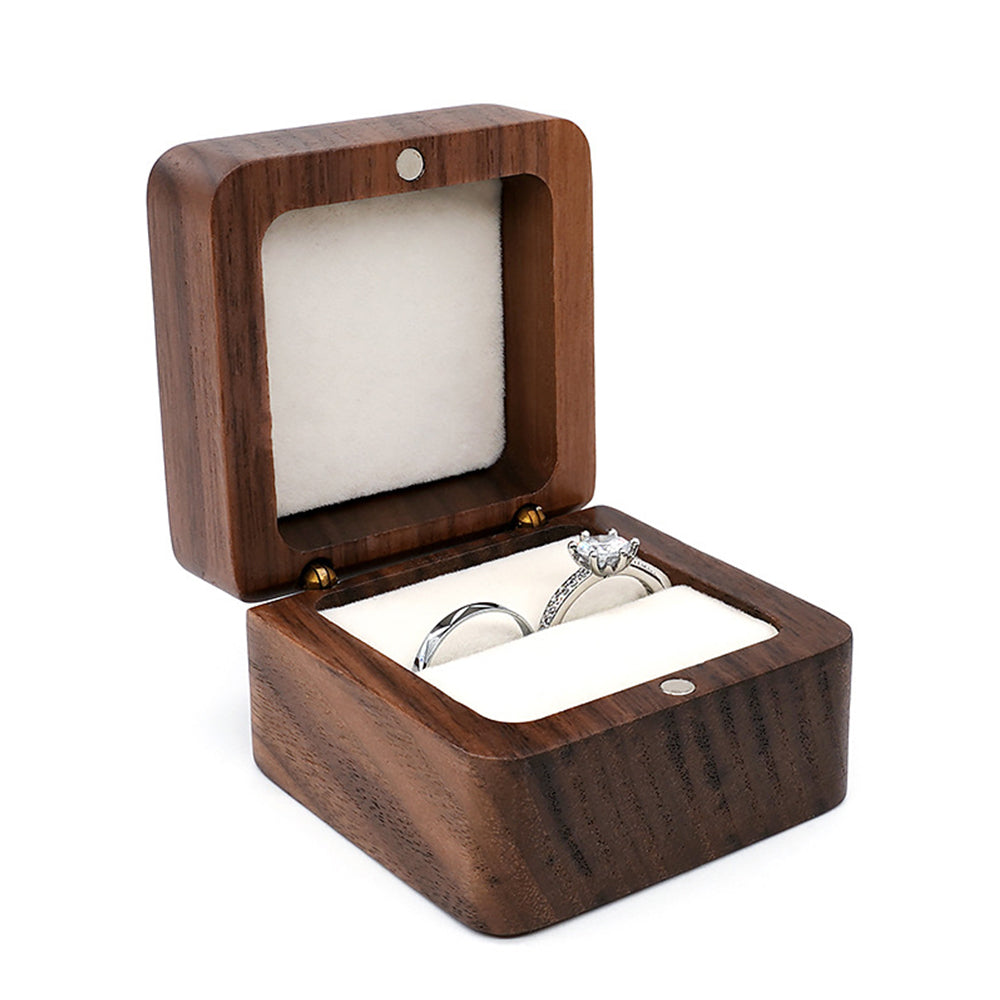 Single Slot Wood Ring Box Sponge Inside Jewelry Box Wedding Ring Case White