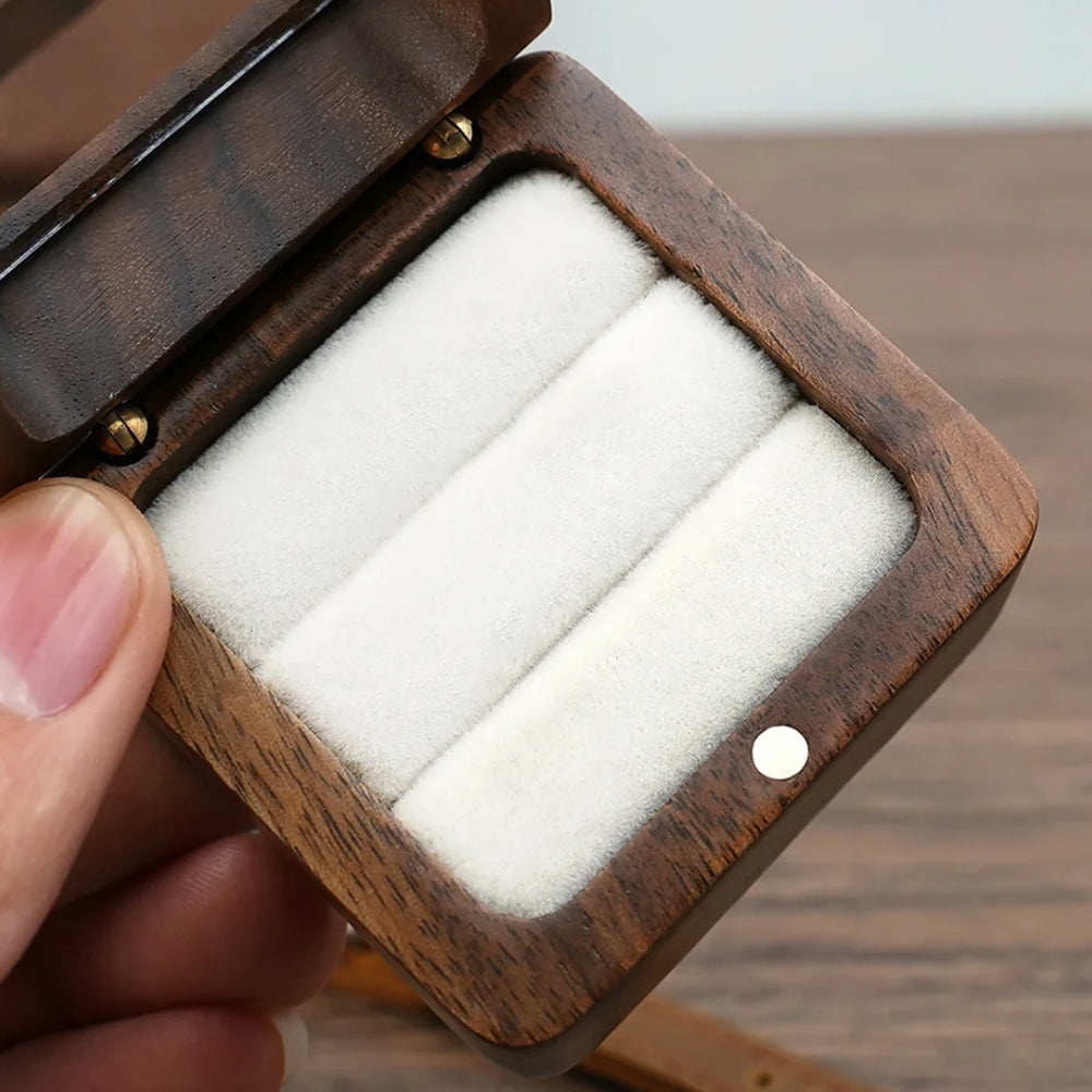 2 Slot Wood Ring Box Sponge Inside Wooden Jewelry Box Wedding Ring Case White