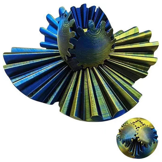 3D Printed Gear Ball Spinner Sphere Cube Stress Relief Fidget Toy Gradient Blue