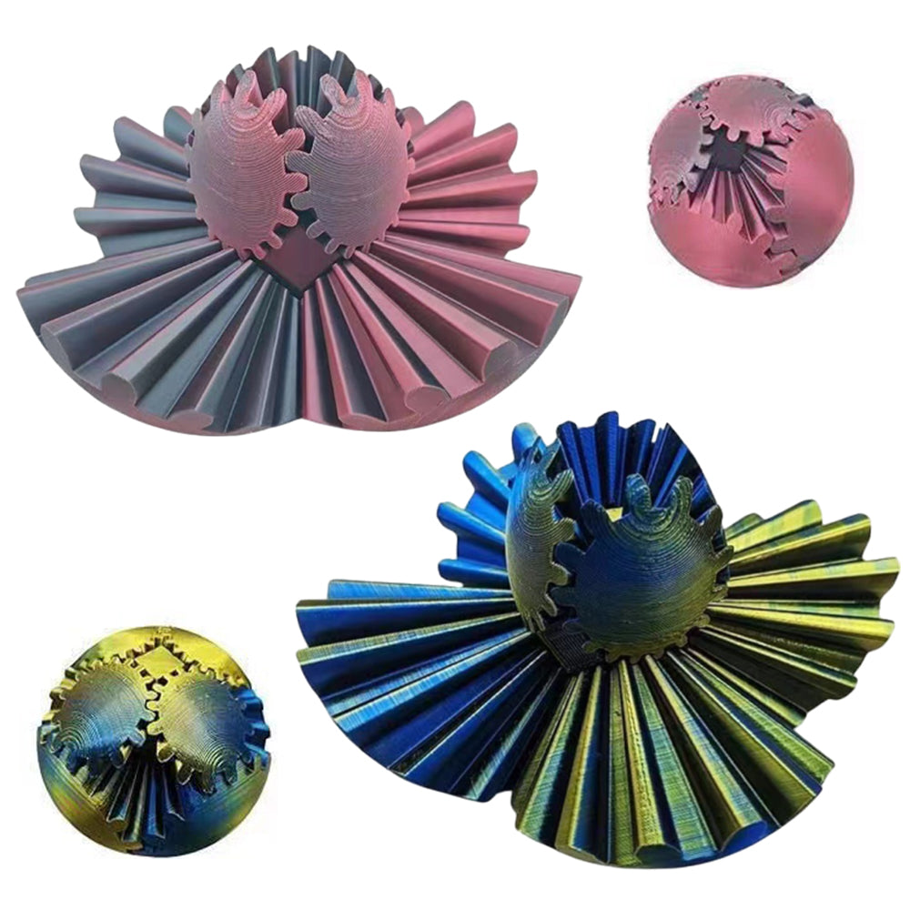 2Pcs 3D Printed Gear Ball Spinner Sphere Cube Fidget Toy for Stress Relief