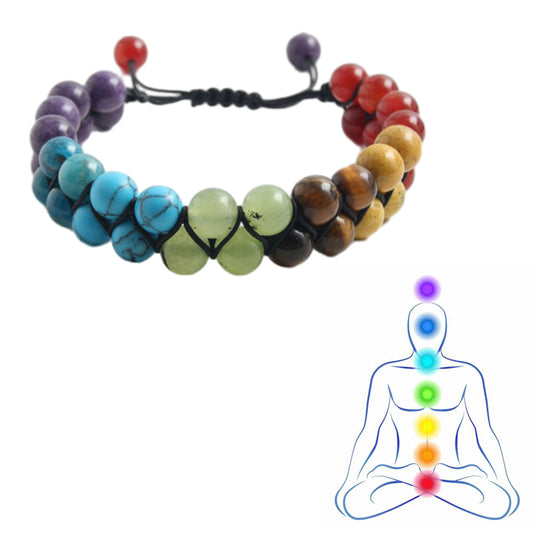 Chakra Bracelet Healing Yoga Stone Beads Bracelet Red and Purple Stone