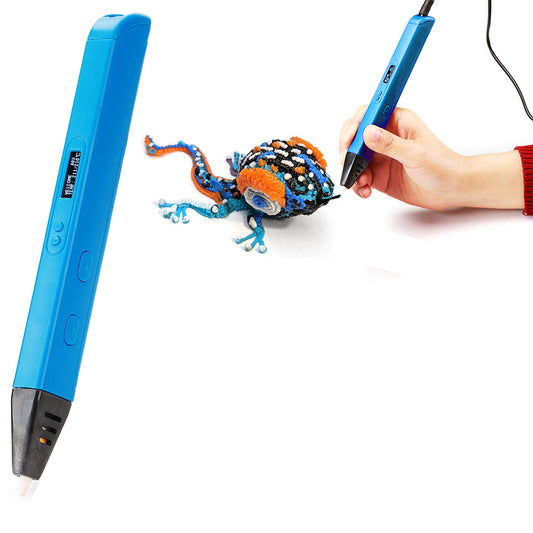 Printing 3D Pen with OLED Display Drawing Pen Printer with PLA Filament Blue