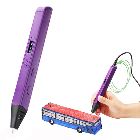 Printing 3D Pen with OLED Display Drawing Pen Printer with PLA Filament Purple