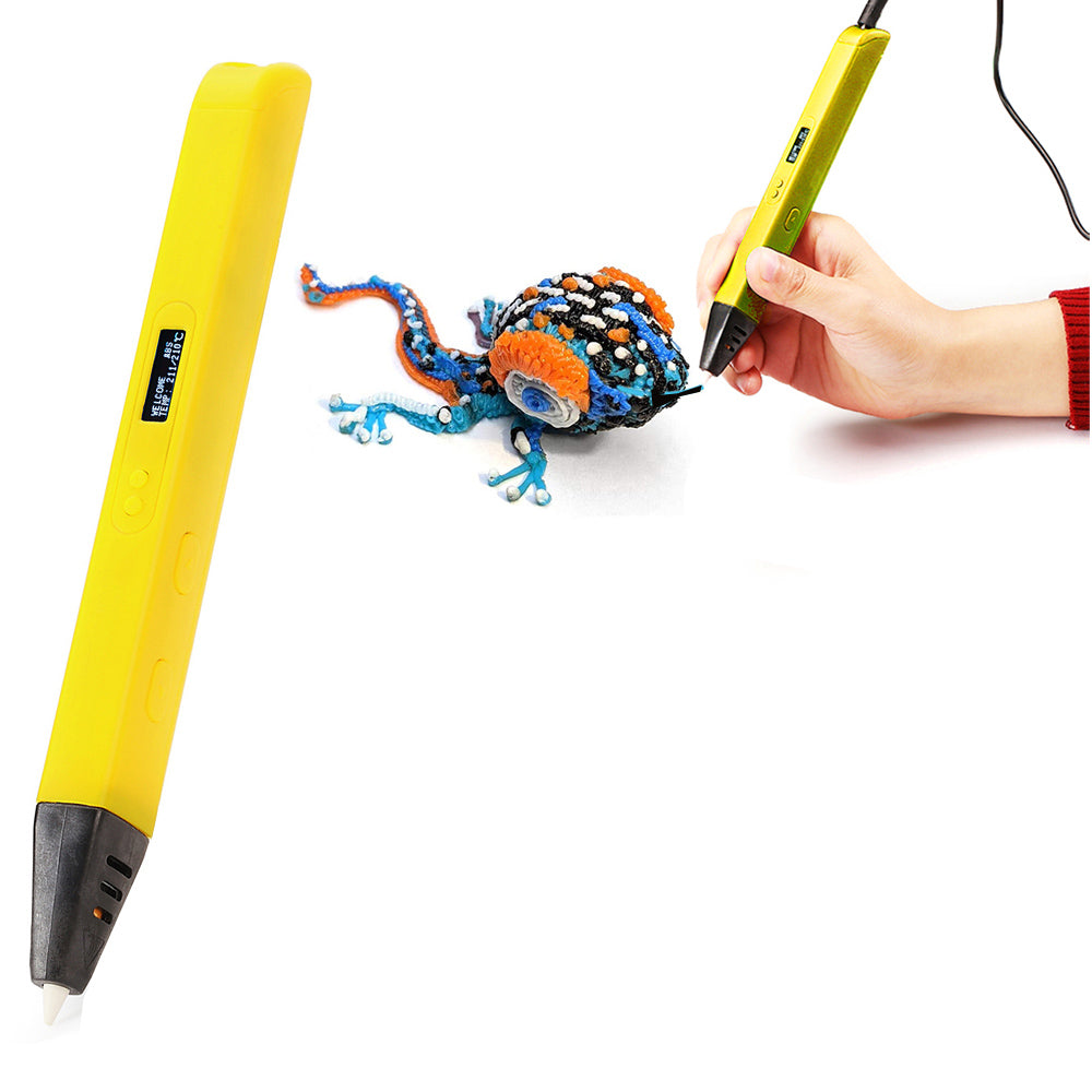 Printing 3D Pen with OLED Display Drawing Pen Printer with PLA Filament Yellow