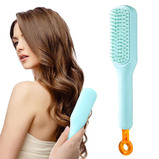 Self-Cleaning Anti-Static Massage Comb Scalable Rotate Lifting Hair Brush Blue