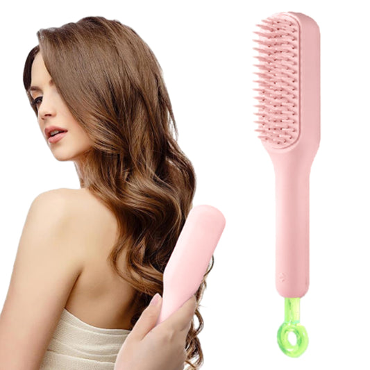 Self-Cleaning Anti-Static Massage Comb Scalable Rotate Lifting Hair Brush Pink