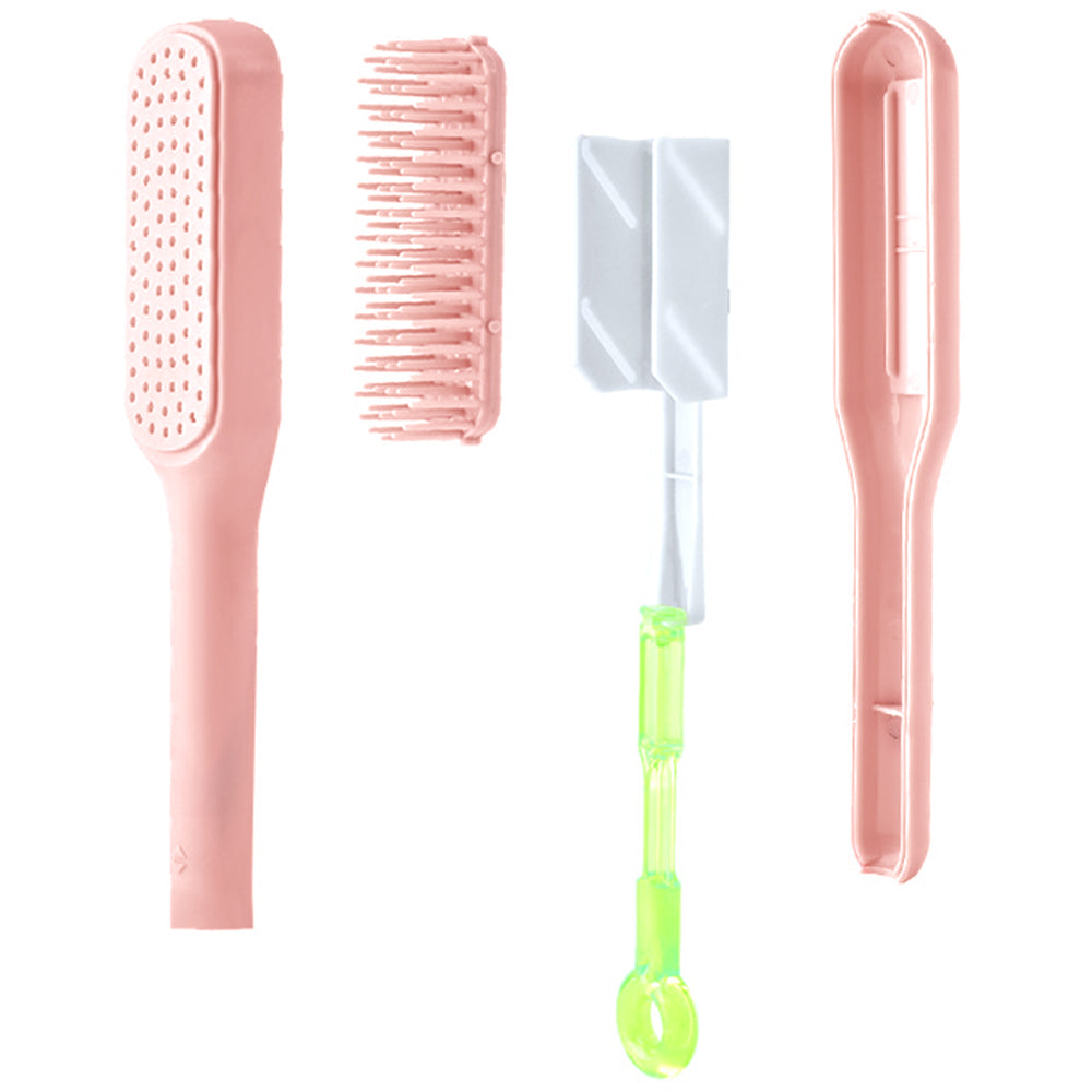 Self-Cleaning Anti-Static Massage Comb Scalable Rotate Lifting Hair Brush Pink