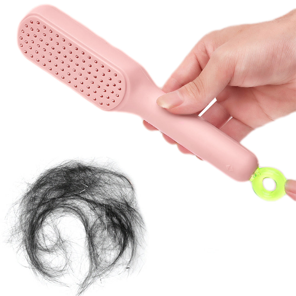 Self-Cleaning Anti-Static Massage Comb Scalable Rotate Lifting Hair Brush Pink