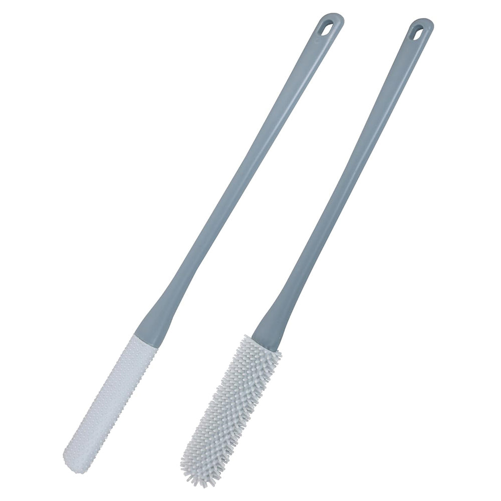 2Pcs Toe Gap Cleaning Brush Foot Scrubber in Shower Long Handle Foot Brush Grey