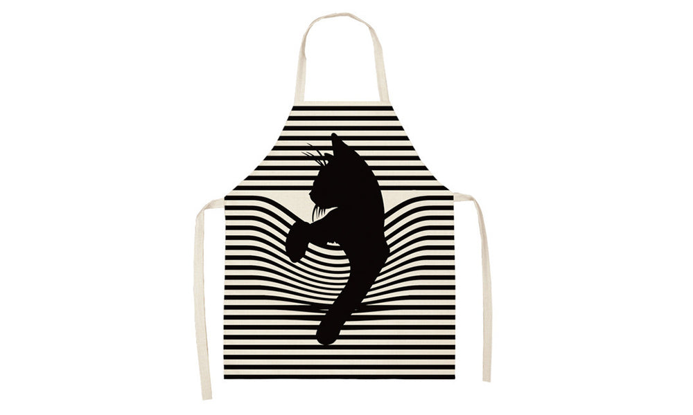 Linen Cartoon Cat Printed Apron