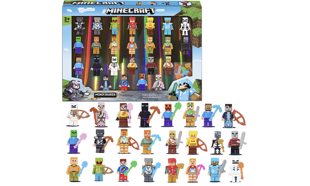 Minecraft Inspired 24-Minifigure Characters Building Blocks Set for Kids Educational Toy