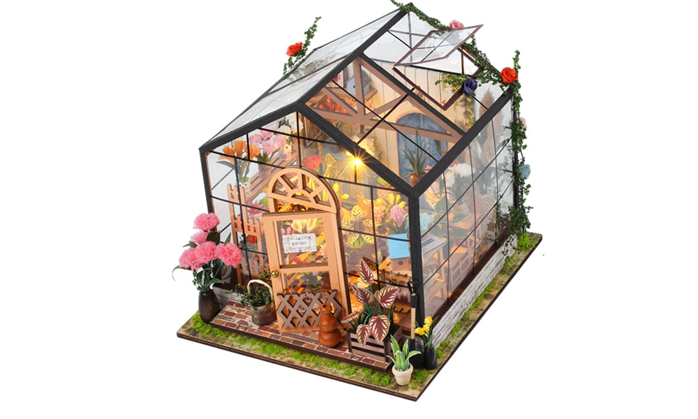DIY Miniature House Kit Wooden Dollhouse with LED Light for Adults Teen