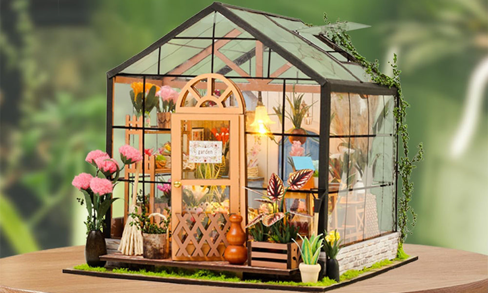 DIY Miniature House Kit Wooden Dollhouse with LED Light for Adults Teen