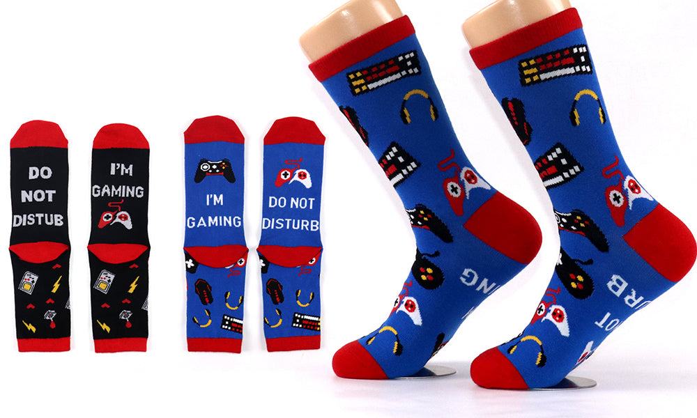 2 Pairs of I'M GAMING Funny Socks Unisex Novelty Gamer Stockings for Game Lovers