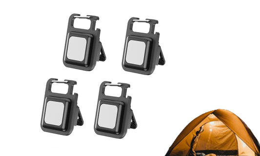 4Pcs Rechargeable LED Safety Warning Light with Keychain Portable Emergency Light for Camping Travel