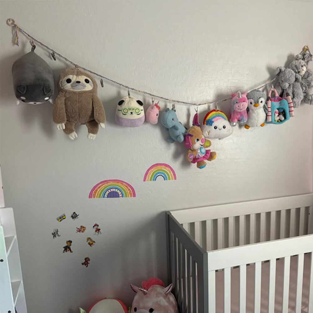 2PCS 200cm Boho Hanging Storage Chain for Stuffed Toys Wall Mount Storage Chain with 20 Metal Clips for Wall Corner