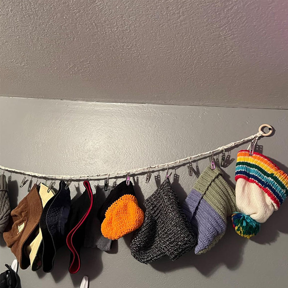 2PCS 200cm Boho Hanging Storage Chain for Stuffed Toys Wall Mount Storage Chain with 20 Metal Clips for Wall Corner