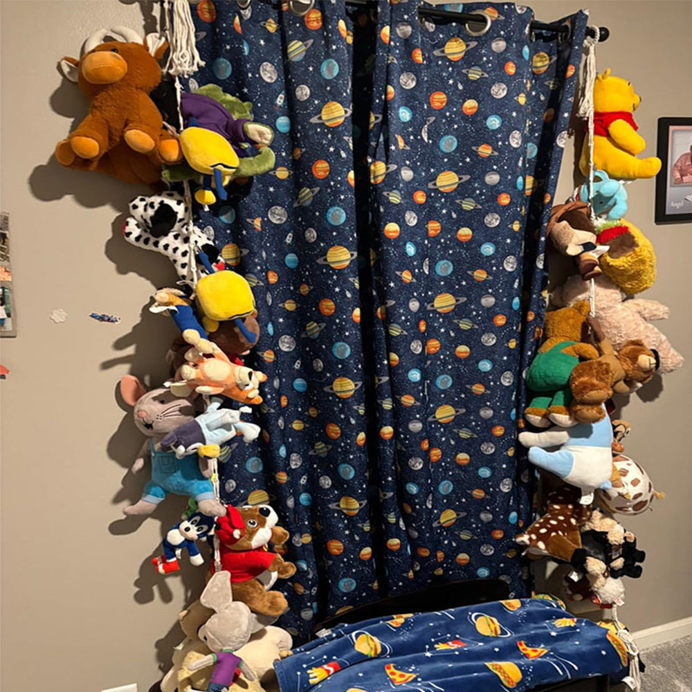 2PCS 200cm Boho Hanging Storage Chain for Stuffed Toys Wall Mount Storage Chain with 20 Metal Clips for Wall Corner