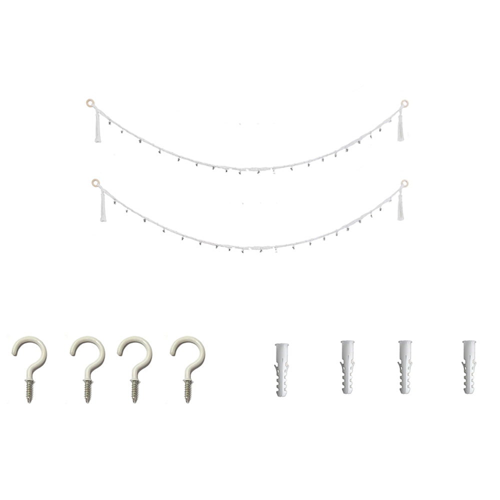 2PCS 200cm Boho Hanging Storage Chain for Stuffed Toys Wall Mount Storage Chain with 20 Metal Clips for Wall Corner