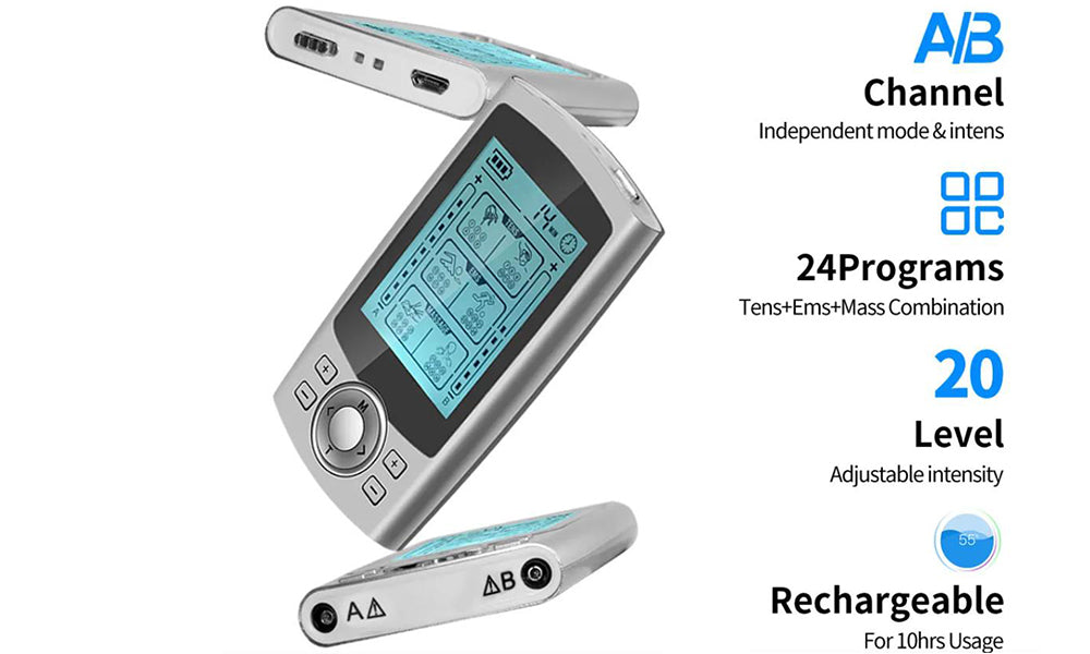 36-Mode EMS TENS Body Massager with Dual Channels & Rechargeable Battery