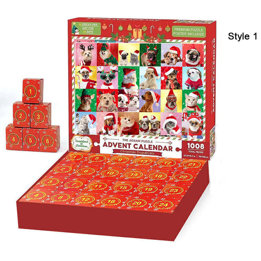 Christmas Puzzle Advent Calendar 24 Days Holiday Countdown Blind Box for Adult