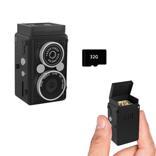 1080P Retro Mini Camera Dual Lens Auto Focus Digital Camera with 32GB SD Card