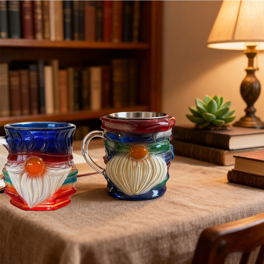 Painted Gnome Book Mug Novelty 3D Books Stack Coffee Cup