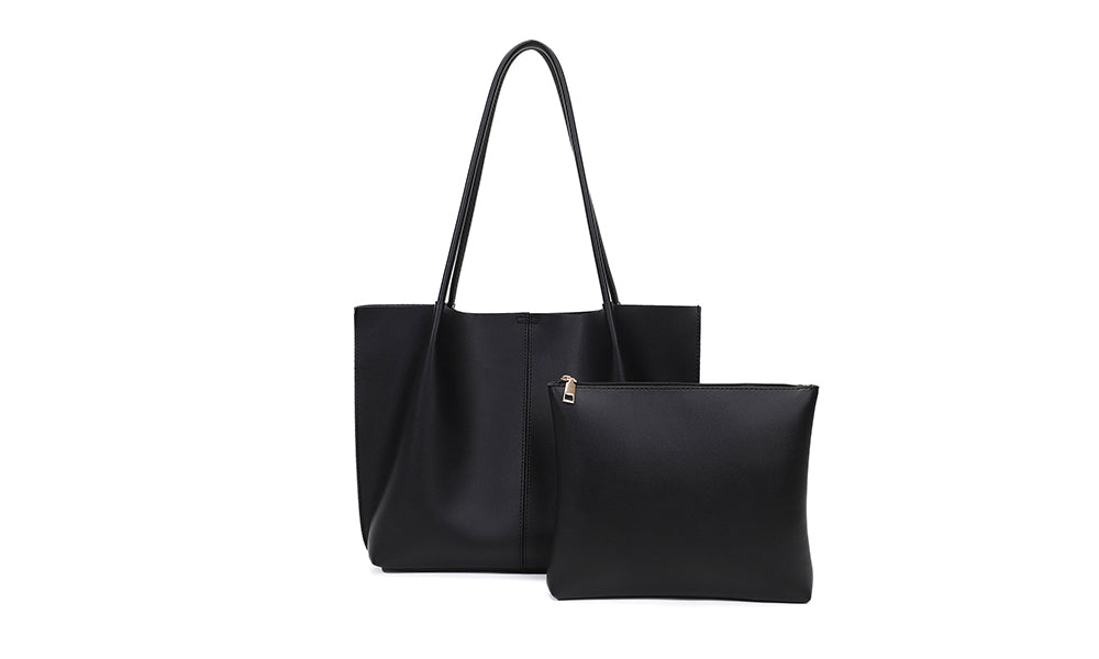 Chic PU Tote Bag with Detachable Clutch