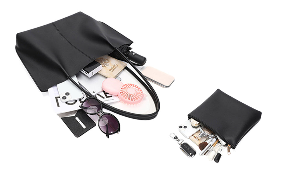 Chic PU Tote Bag with Detachable Clutch