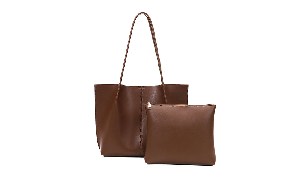 Chic PU Tote Bag with Detachable Clutch