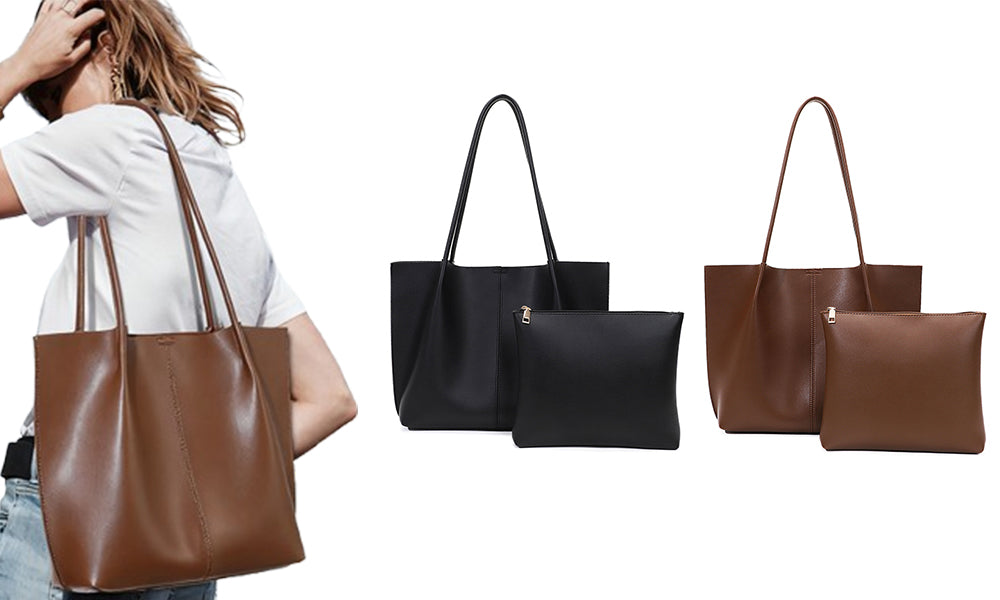 Chic PU Tote Bag with Detachable Clutch