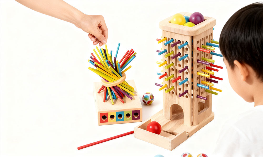 3-in-1 Wooden Stick Pull Game Montessori Family Educational Toy for Kids & Adults