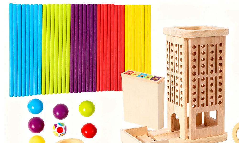 3-in-1 Wooden Stick Pull Game Montessori Family Educational Toy for Kids & Adults