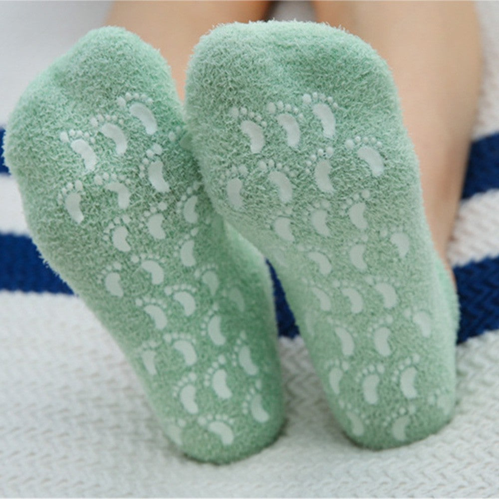 1 X Moisturizing Gloves and Socks Set with Gel Lining - Green