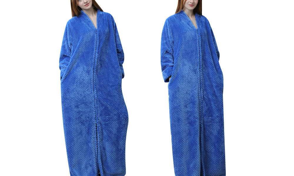 Women Plush Zipper Lounger Robe