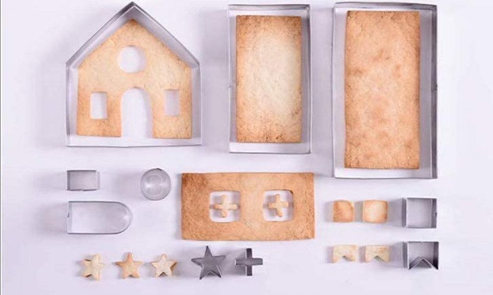 10Pcs Gingerbread House Stainless Steel Biscuit Molds
