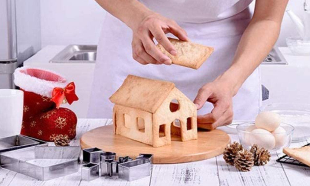 10Pcs Gingerbread House Stainless Steel Biscuit Molds