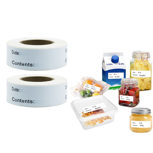 2 Rolls Kitchen Date Label Self-adhesive Sticker for Food Container Storage Box